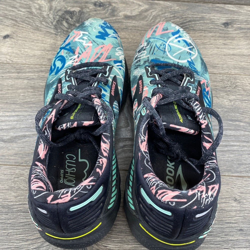Brooks Adrenaline GTS 22 Running Shoes Womens 9 Teal Pink Graffiti NYC Marathon - Picture 9 of 12